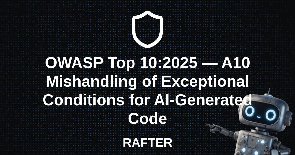 OWASP Top 10:2025 — A10 Mishandling of Exceptional Conditions for AI-Generated Code